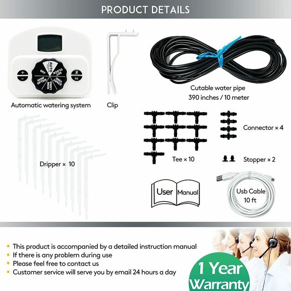 VOLCANOES CLUB Upgraded Automatic Plant Watering Drip System for 10 Potted Plant - Picture 4 of 4